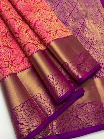 Copper Zariwork Soft Silk Saree