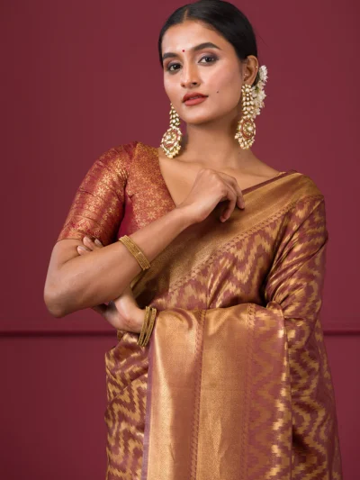 Copper Zariwork Soft Silk Saree