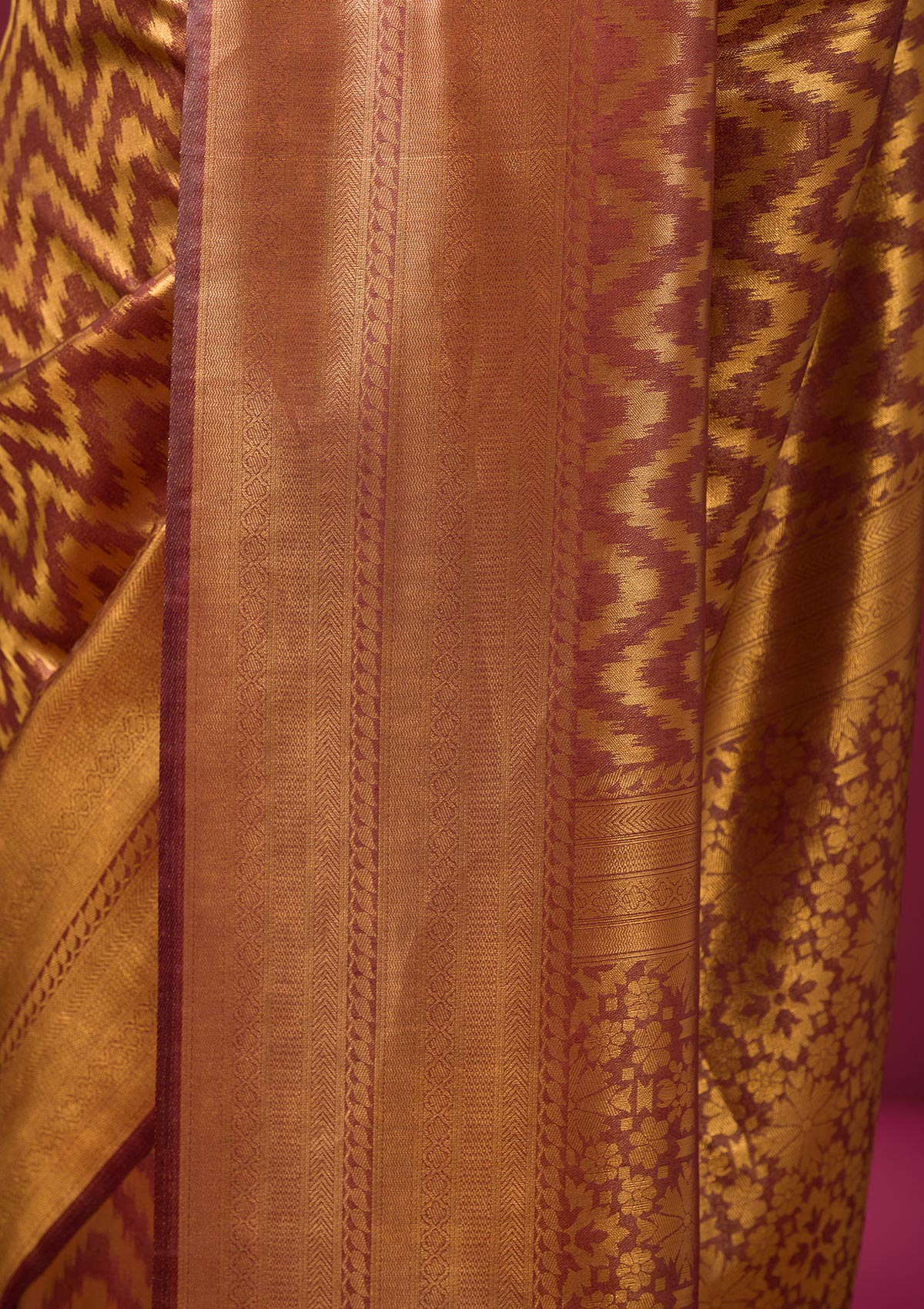 Copper Zariwork Soft Silk Saree - Image 2