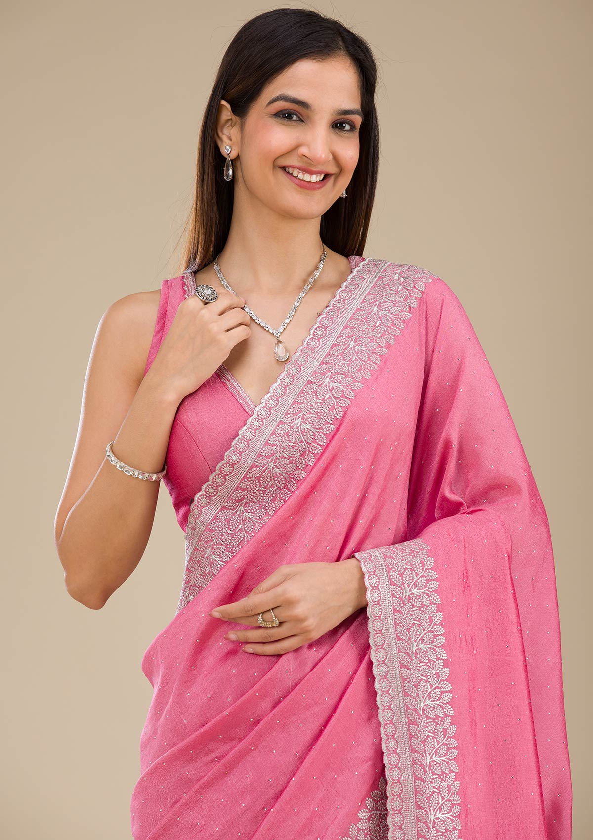 Pink Fancy Silk Saree