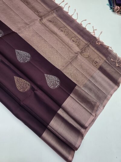 Handloom Contrast Border Pure Soft Silk With SilkMarkCertified