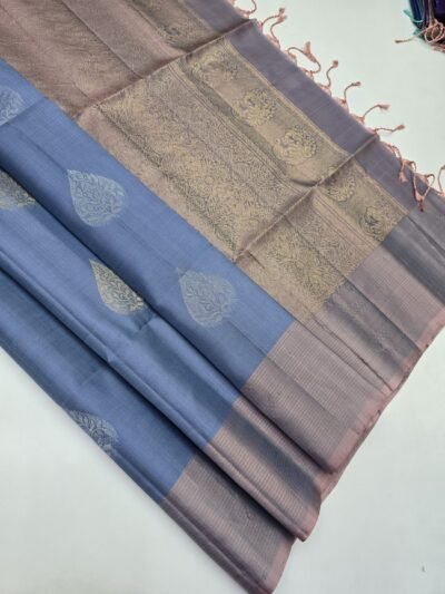 Handloom Contrast Border Pure Soft Silk With SilkMarkCertified