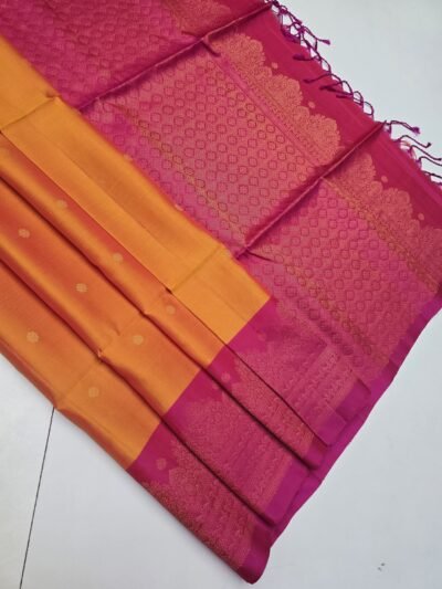 Handloom Kanchipuram Turning Border Pure Soft Silk Sarees With Silk Mark Certified