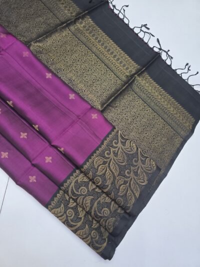 Handloom Kanchipuram Turning Border Pure Soft Silk Sarees With Silk Mark Certified